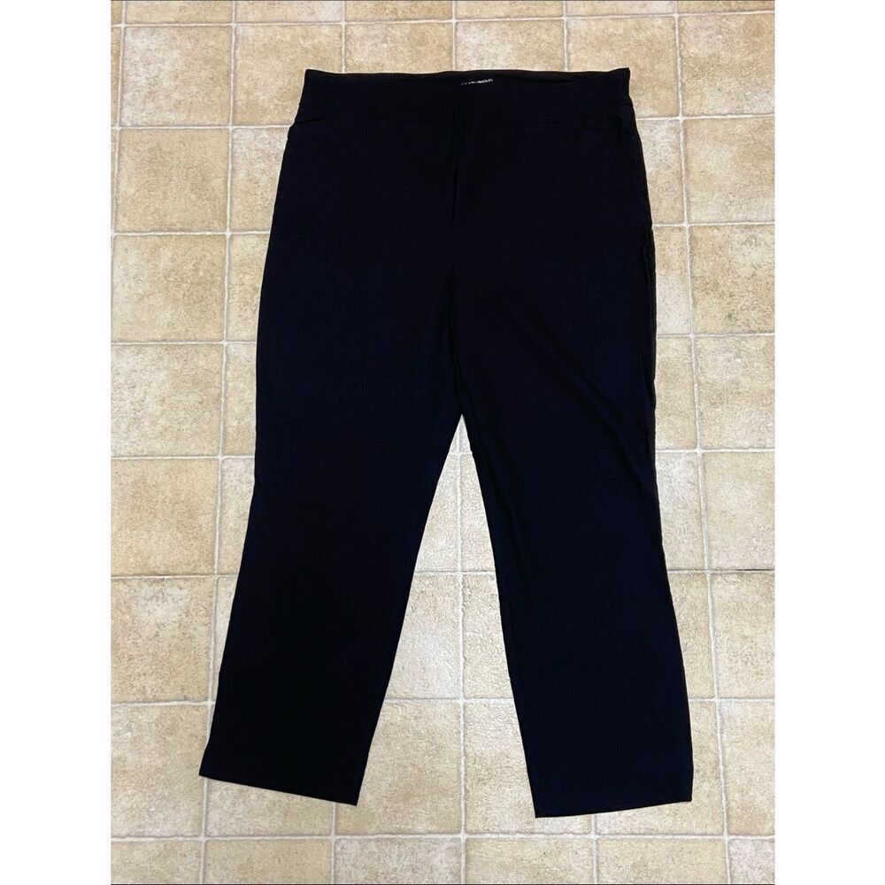 HILARY RADLEY Black Dress Pants with Straight Leg Cut Size L
